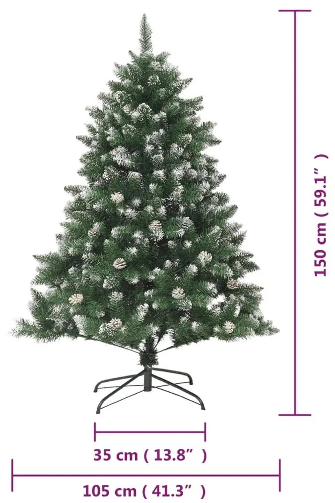 PVC műkarácsonyfa állvánnyal 150 cm