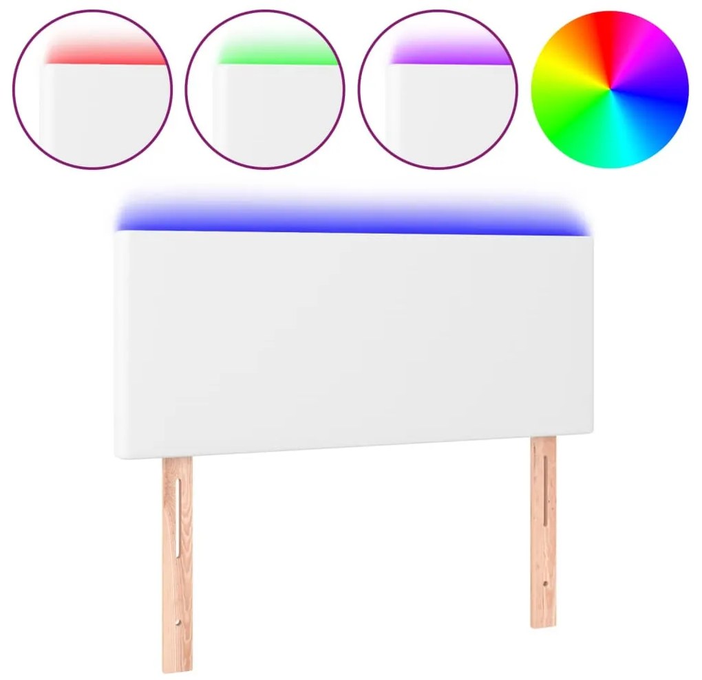 fehér műbőr LED-es fejtámla 80 x 5 x 78/88 cm
