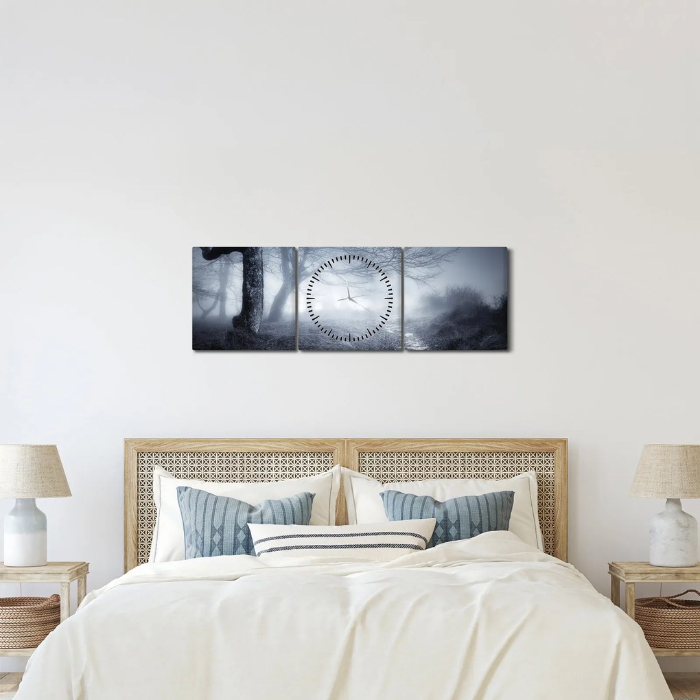 Kép - Út a ködben (órával) (90x30 cm)