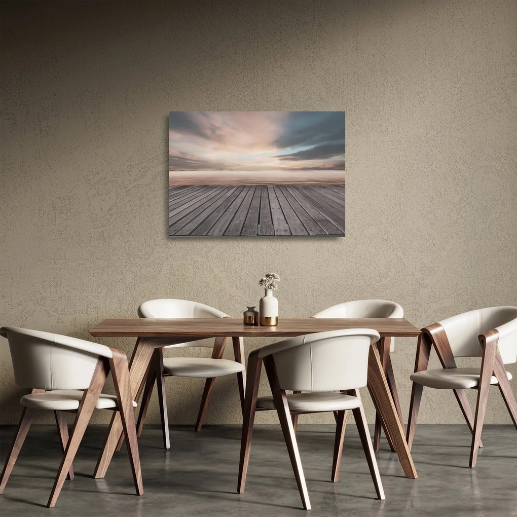 Üveg kép - Móló naplementében (70x50 cm)