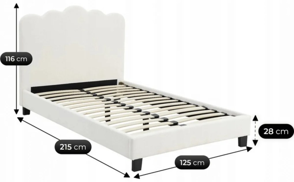 CRATER 120×200 cm franciaágy krém színű szövettel