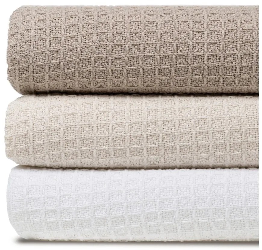 Krémszínű újrahasznosított pamut ágytakaró 260x280 cm Honeycomb – Ixia