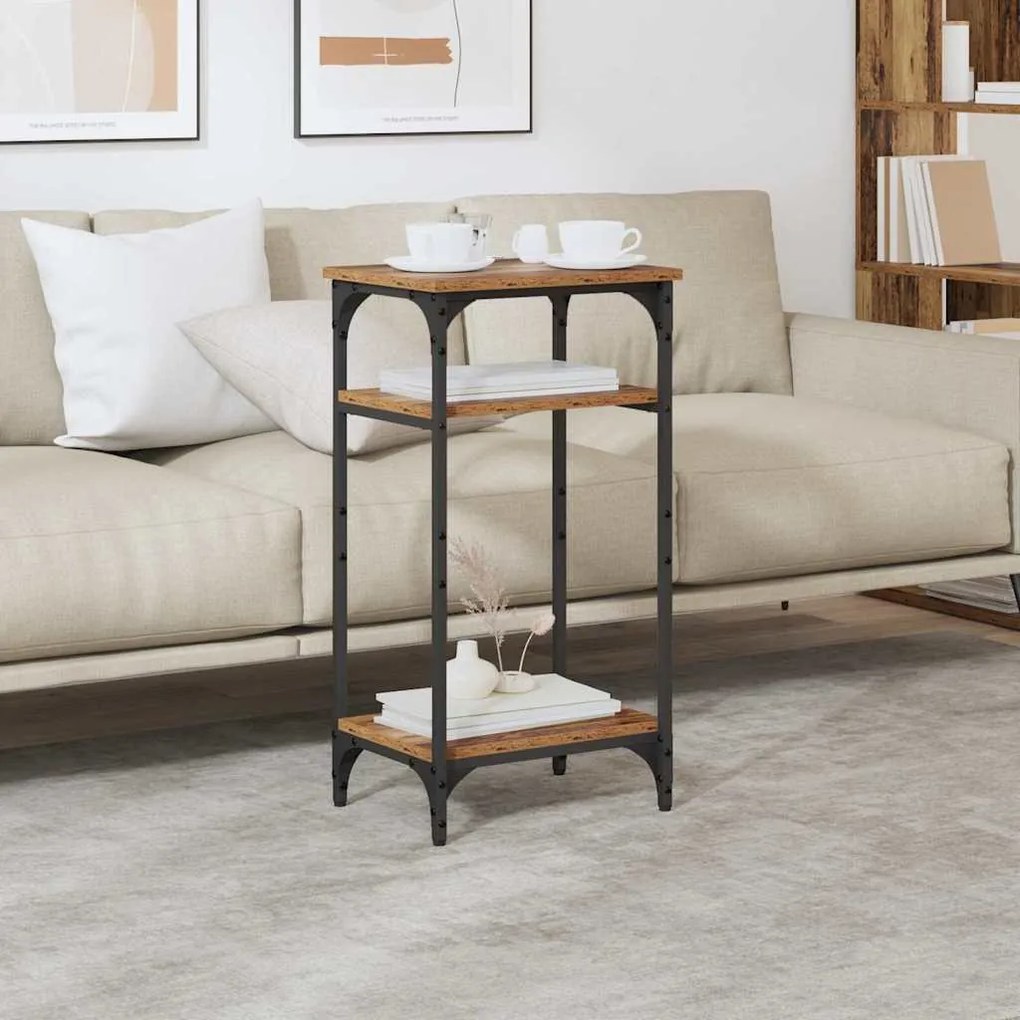 Oldal asztal polcokkal Régi fa 40 x 30 x 75 cm Faanyag