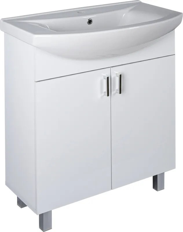 VivaStyle EKONOMIK 75 lábon álló 2 ajtós fürdőszobabútor Sanovit ZENON 6075 mosdóval 75 x 50 cm