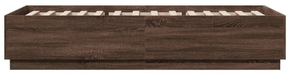barna tölgyszínű szerelt fa ágykeret LED-del 100 x 200 cm