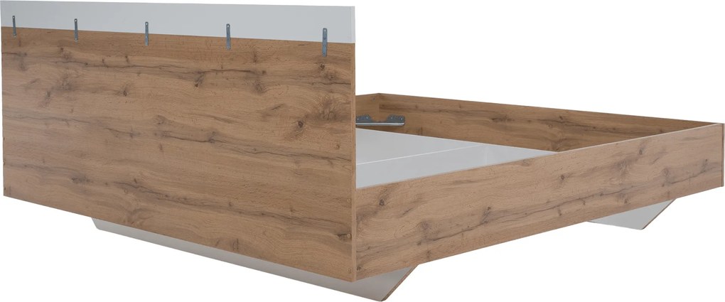 Dupla ágy, 160x200, tölgy wotan/fehér, GABRIELA