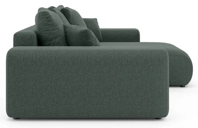 Sötétzöld kinyitható tárolóhelyes sarokkanapé (variálható sarok) Luma – Ropez