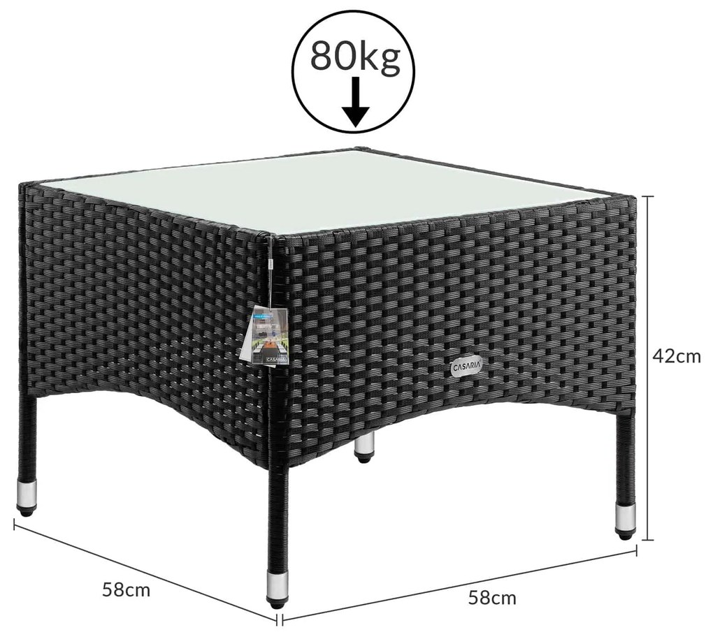 Deuba Rattan asztal 58x58x42 cm - fekete