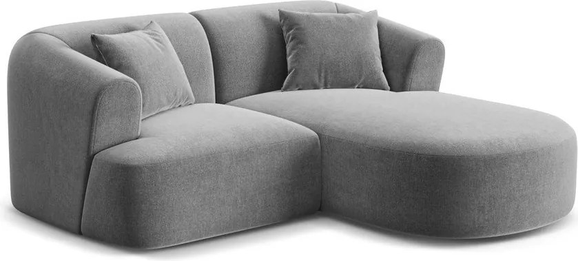 Világosszürke bársony sarokkanapé (jobb oldali-heverő résszel) Campi – Cosmopolitan Design