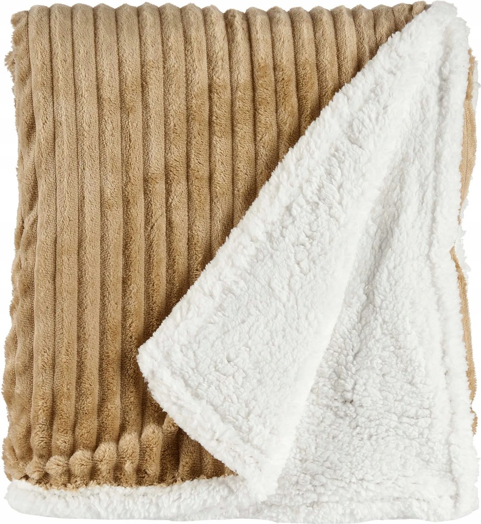 Kétoldalas Pamut Takaró 130 X 170 CM Bárány Mintával Bézs