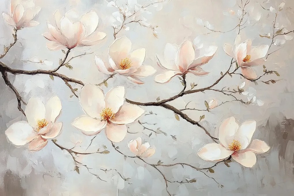 Fotótapéta Flizelina Természet Fa Ág Virágok Magnólia 104x70,5 ragasztó