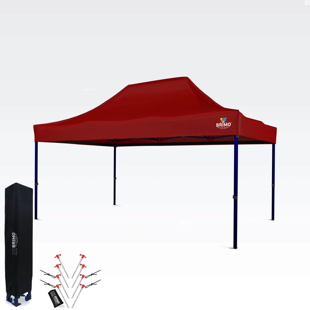 Kiállítási sátor 3x4,5m (45mm acél) | Gyors összeszerelés, hosszú élettartam - 3 oldalfal nélkül - Piros