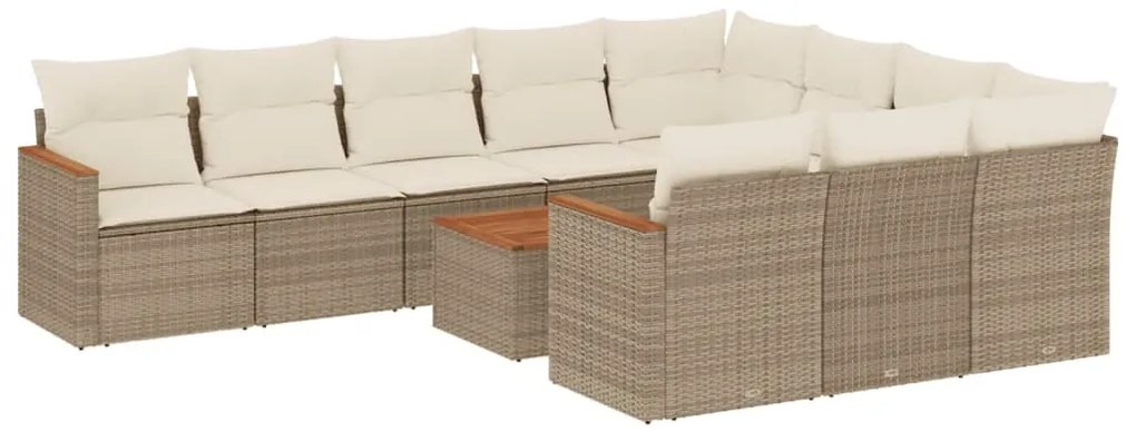 11 részes bézs polyrattan kerti ülőgarnitúra párnákkal