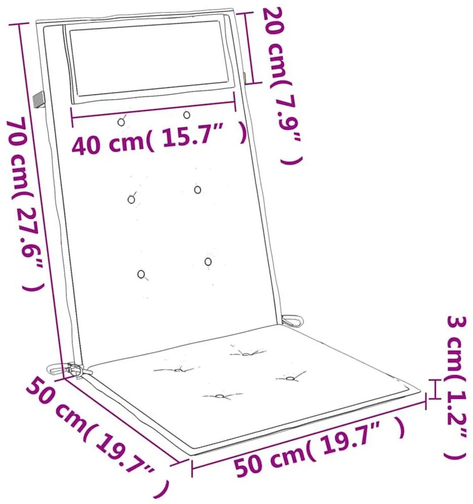 6 db királykék oxford szövet magas háttámlájú székpárna