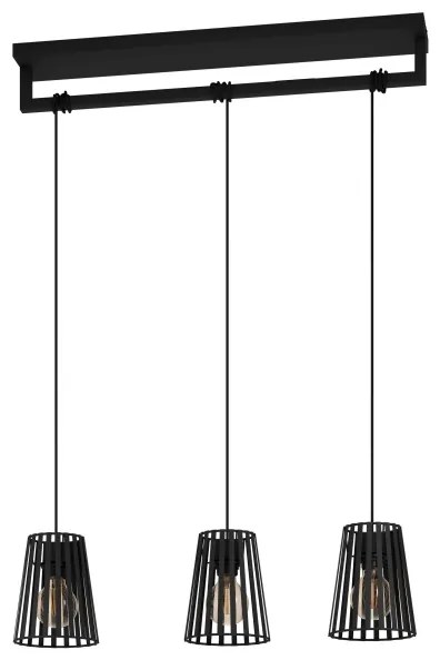Eglo 390003 - Csillár zsinóron BOGOTA 3xE27/40W/230V fekete
