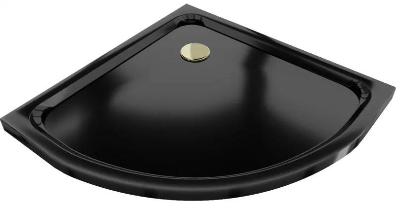 Mexen Flat félkör alakú slim 70 x 70 cm, fekete, arany szifon - 41707070G