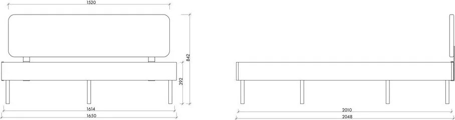 Fekete forgácslemez franciaágy ágytámla nélkül ágyráccsal 160x200 cm Streiko – noo.ma