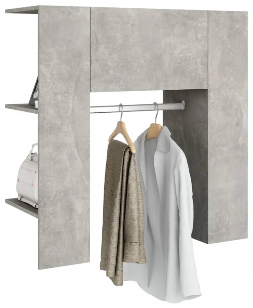 betonszürke szerelt fa előszobaszekrény 97,5 x 37 x 99 cm