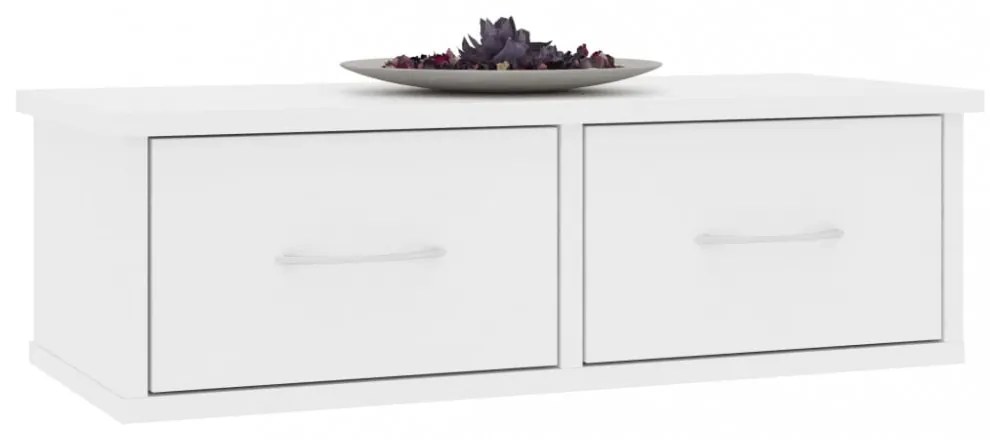 fehér szerelt fa falra szerelhető fiókos polc 60 x 26 x 18,5 cm