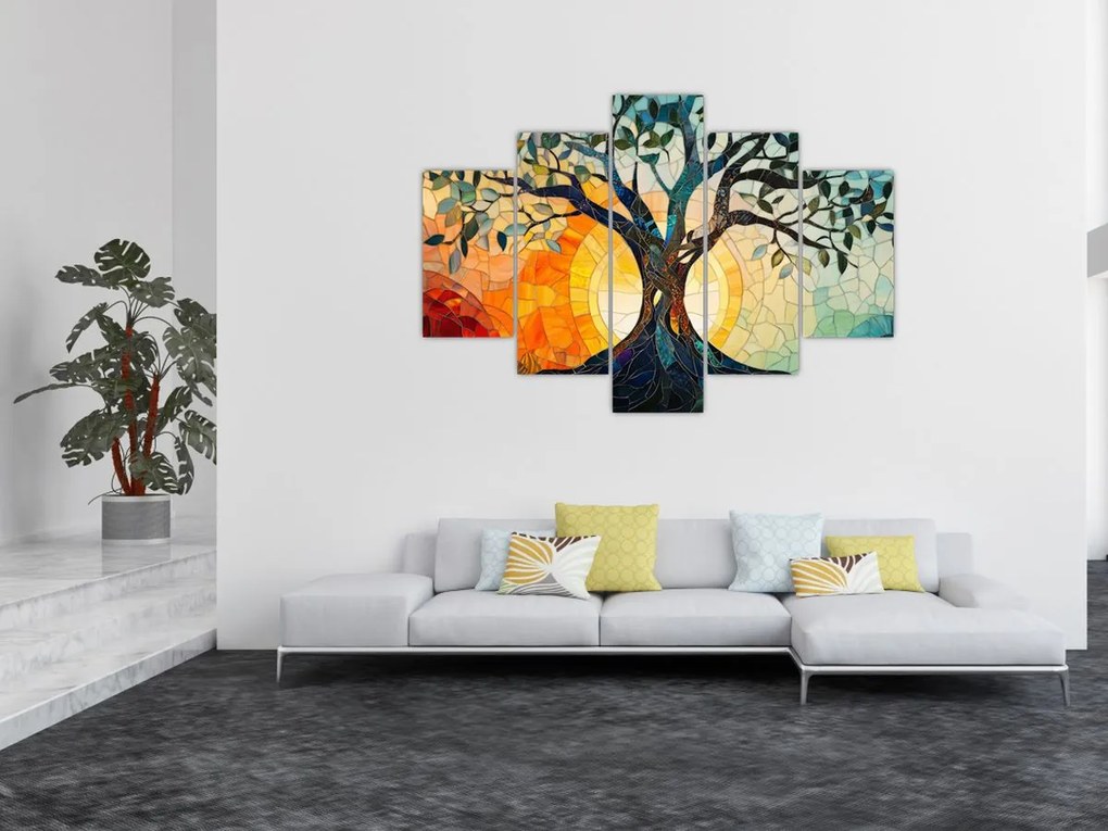 Kép – Mozaik – nap és fa I. (150x105 cm)