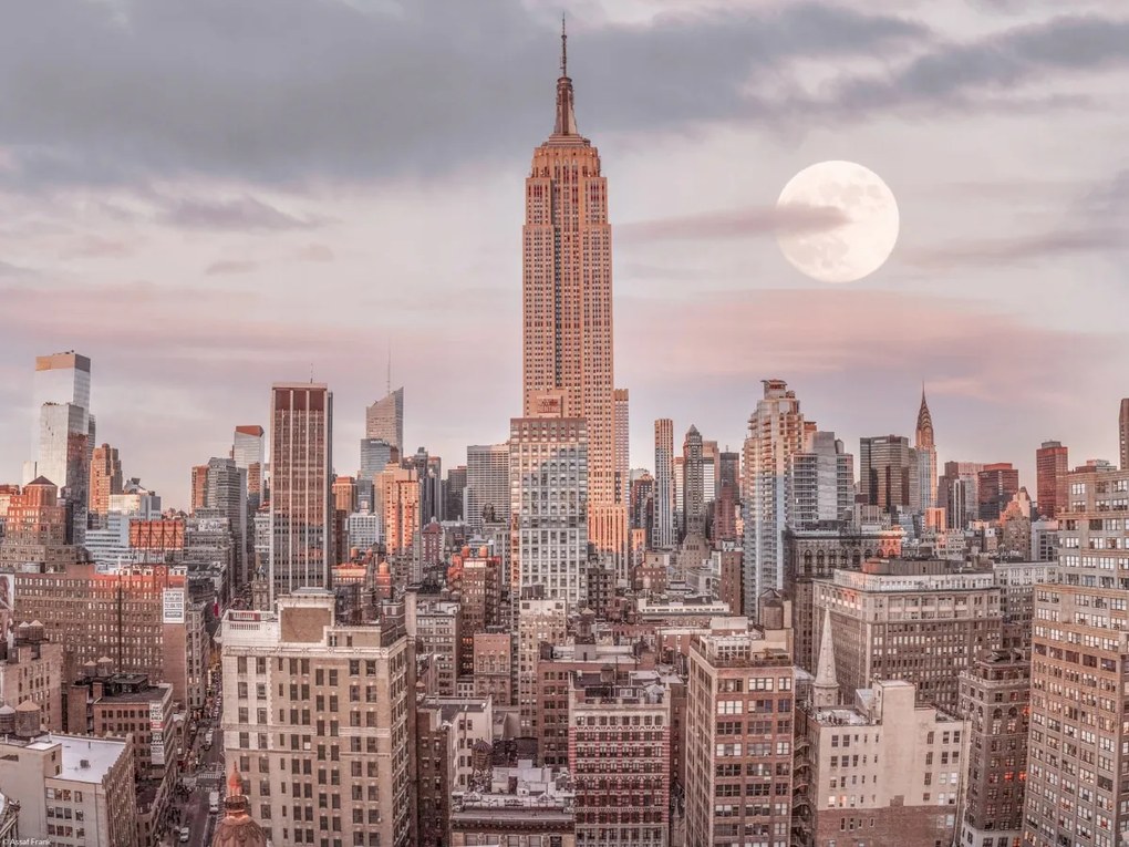 Poszter 40x30cm Empire State Building Manhattan panorámával New York, Ass