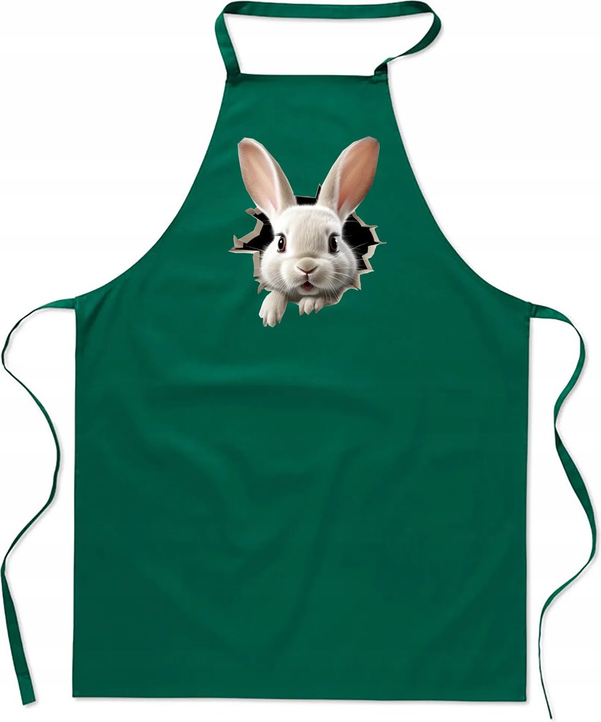 Konyhai Kötény pamut zöld lyuk Nyuszi FA_476_z