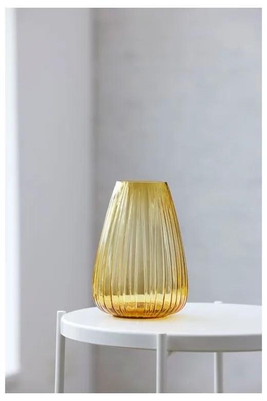 Kusintha sárga üveg váza, magasság 22 cm - Bitz