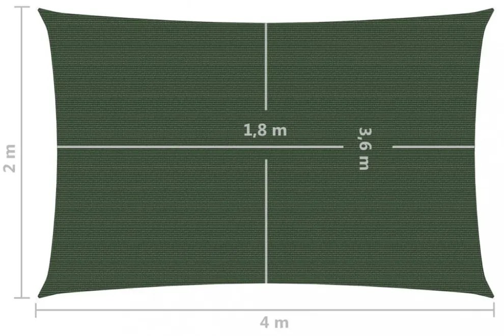 sötétzöld HDPE napvitorla 160 g/m² 2 x 4 m