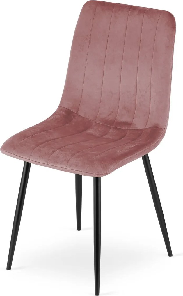 Rózsaszín étkezőszék LAVA bársony fekete lábakkal
