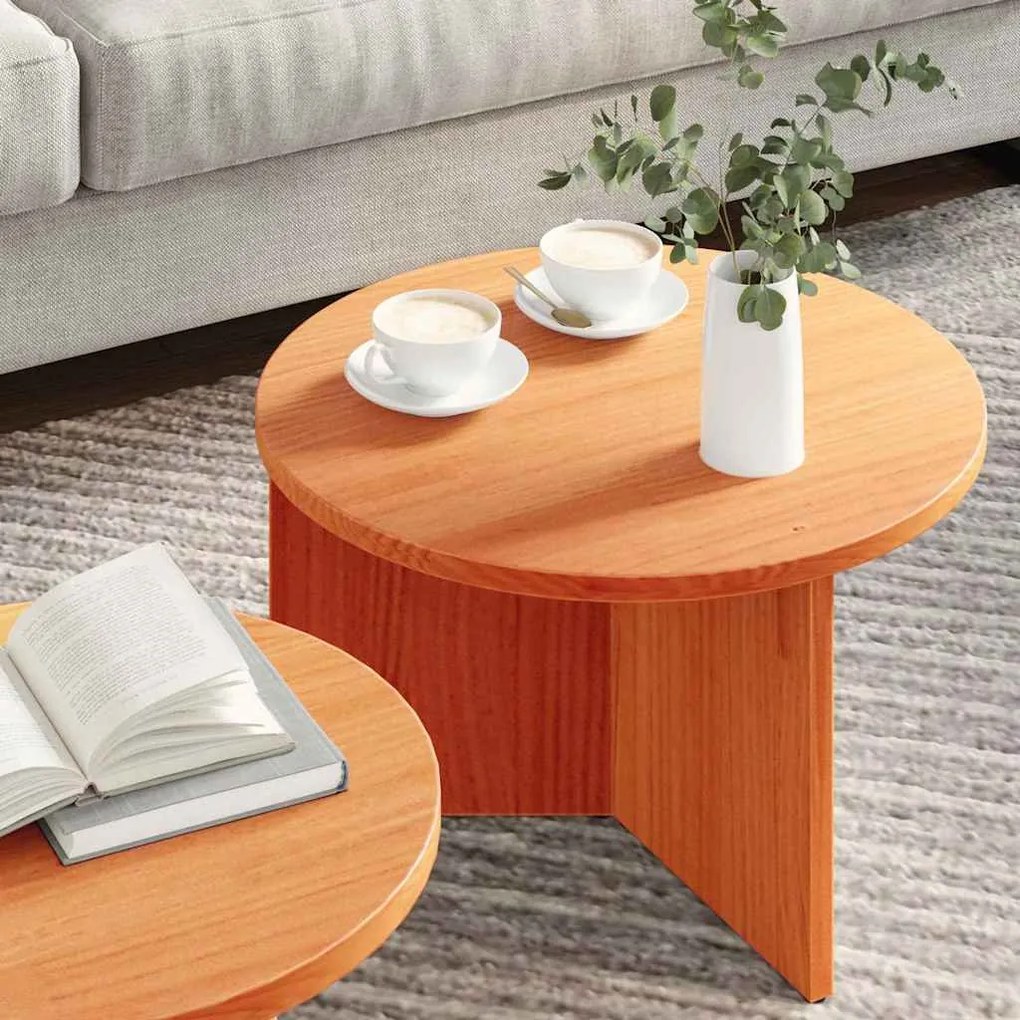Dohányzóasztal 2 pcs Viaszbarna 49 x 49 x 28 cm Tömör fenyőfa