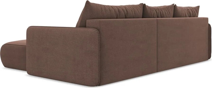 Rózsaszín kinyitható-tárolóhelyes sarokkanapé (jobb oldali) Nanea – Makamii