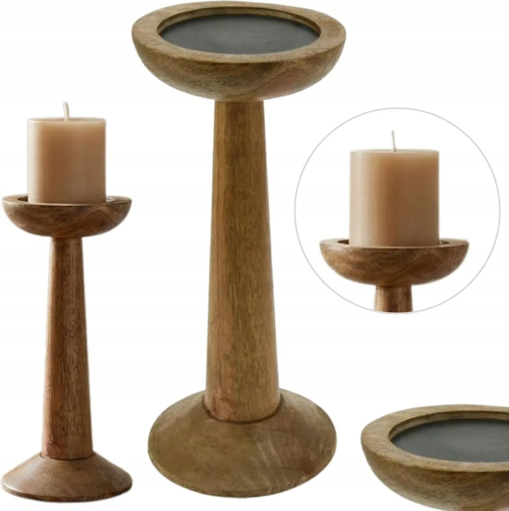 Mangófa Gyertyatartó Kicsi 11XH25CM Álló Dekoratív Teamécses Asztalra