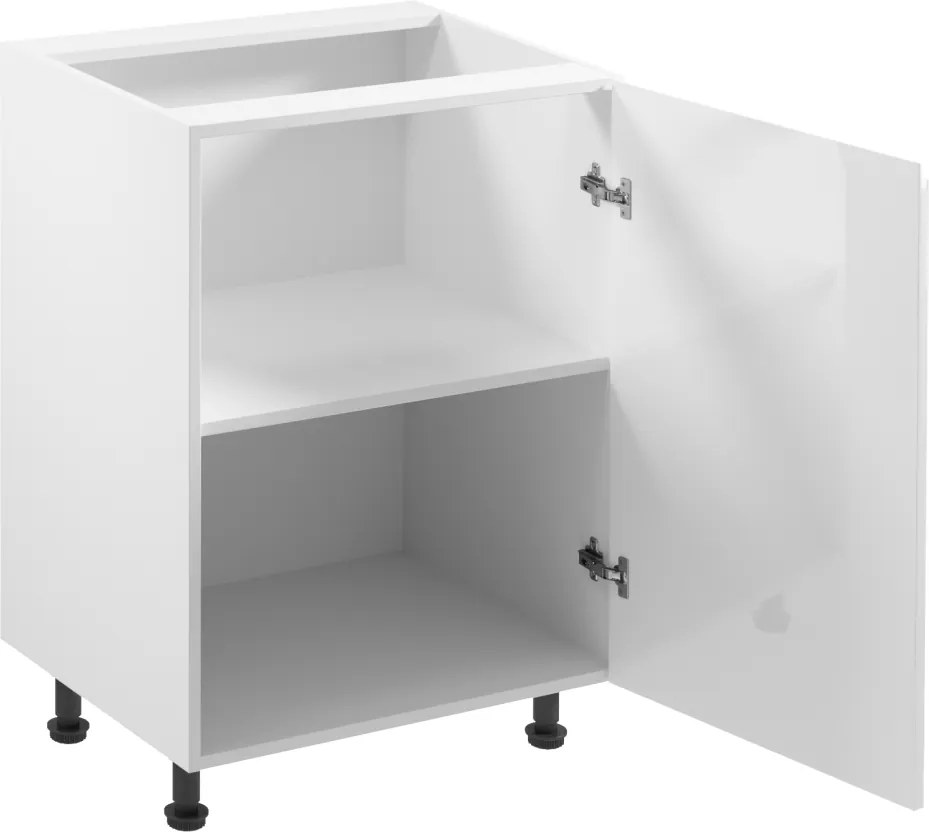Alsószekrény, fehér/fehér extra magasfényű, jobbos, AURORA D601F