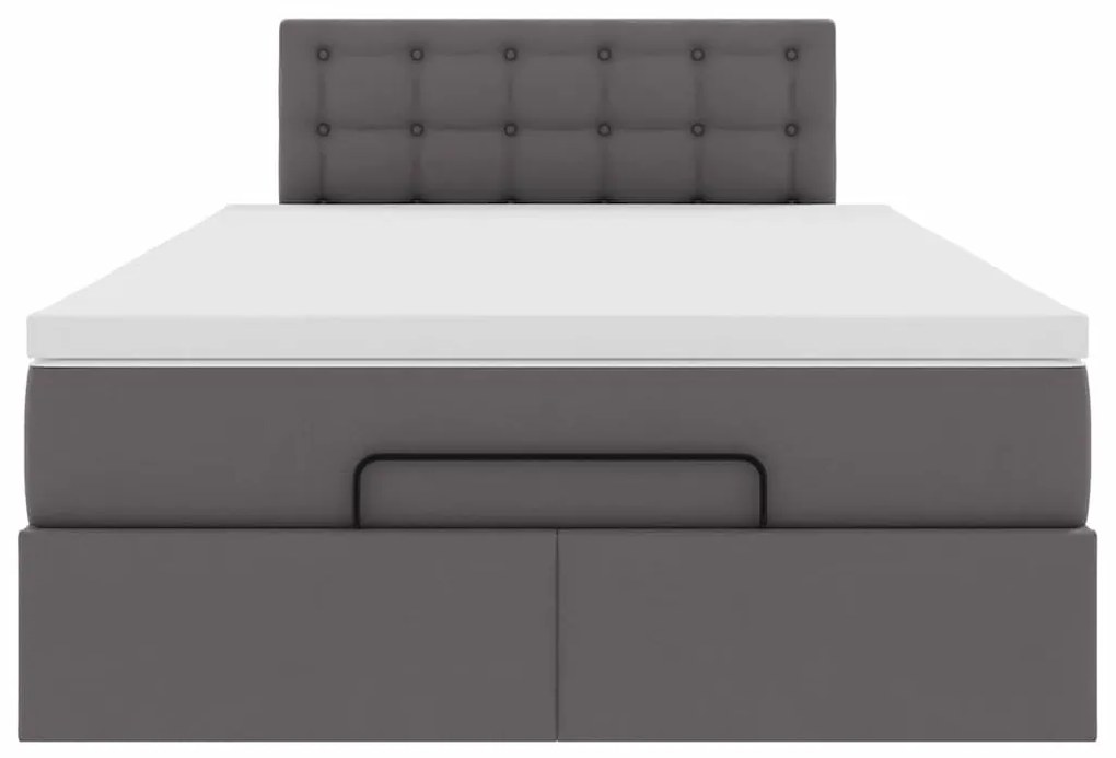 szürke műbőr ottomán ágy matracokkal &amp; LED-ek 120x190 cm