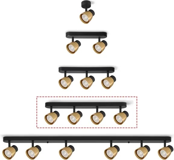 Brilagi - NUGGET spotlámpa 4xGU10/30W/230V fekete/arany