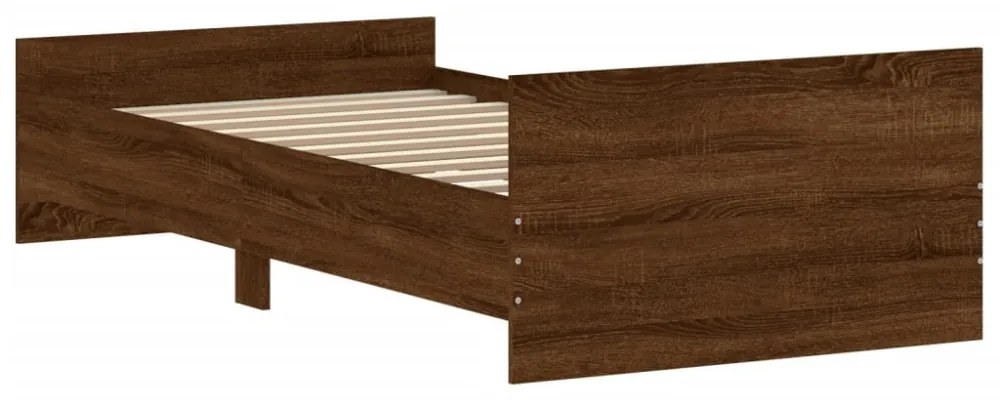 barna tölgy színű szerelt fa ágykeret matrac nélkül 100x200 cm