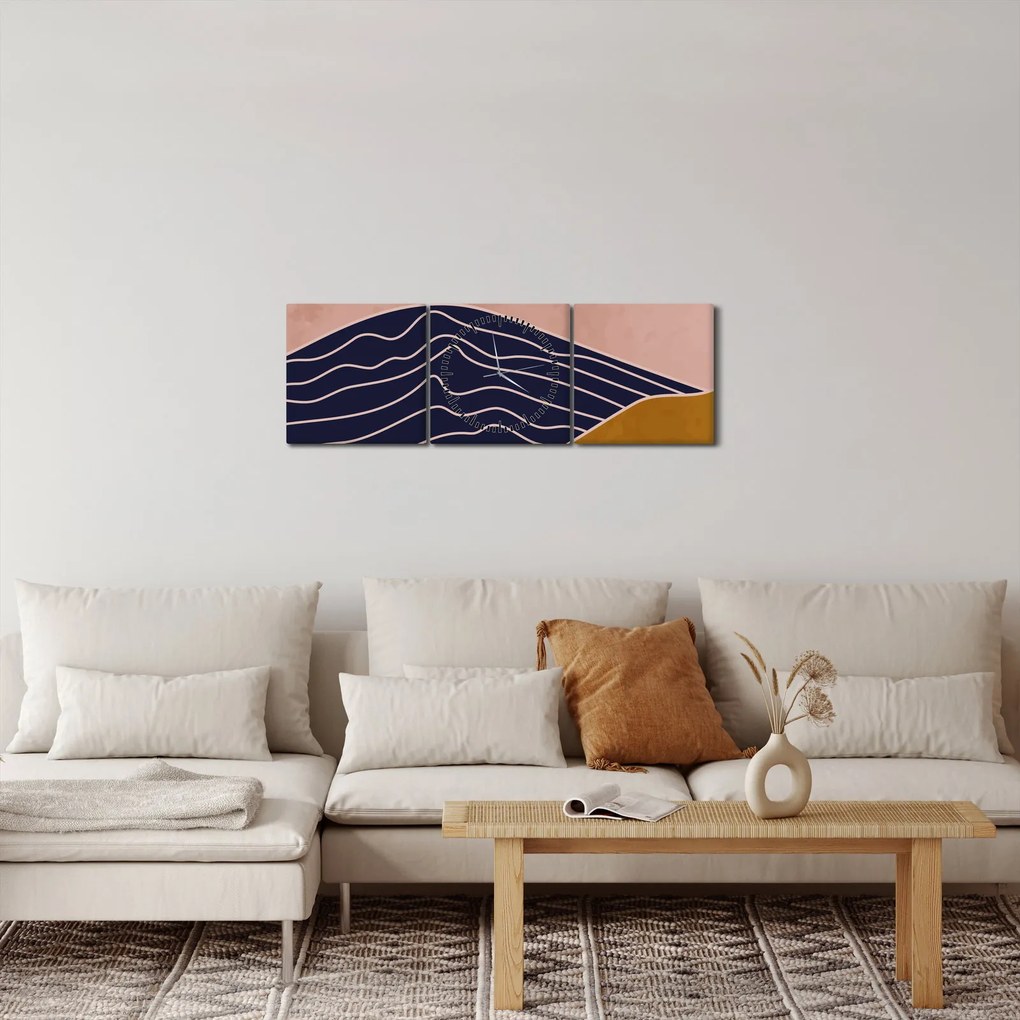 Kép - Nap a hegyek felett (órával) (90x30 cm)