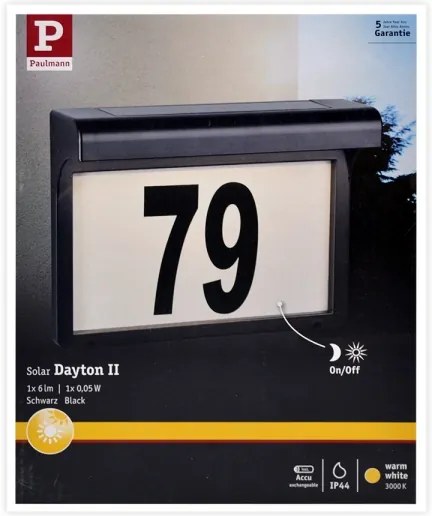 Paulmann 95388 - LED/0,05W IP44 Napelemes házszám érzékelővel DAYTON 4,8V