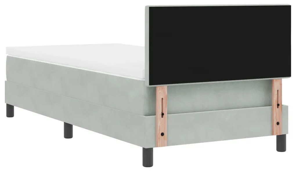 Boxspring Ágy Mattress-szel és LED Fénnyel Szürke 90x200 cm Bársony