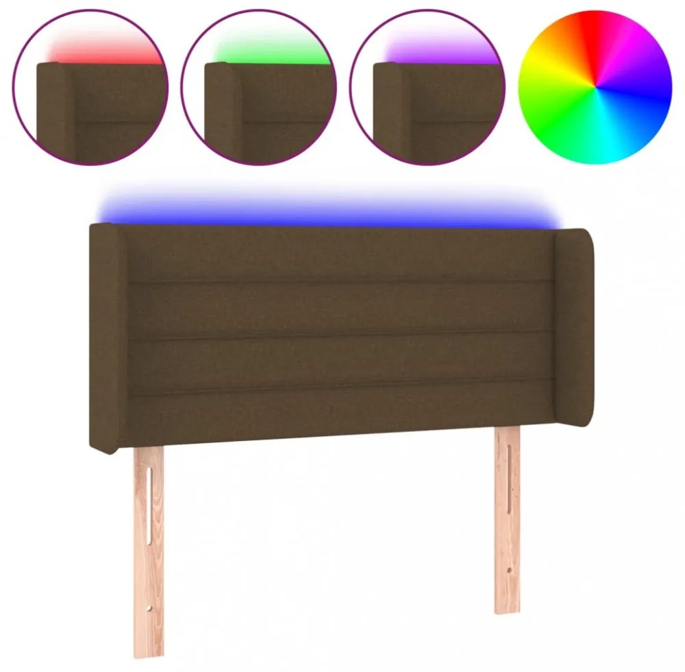 sötétbarna szövet LED-es fejtámla 83 x 16 x 78/88 cm