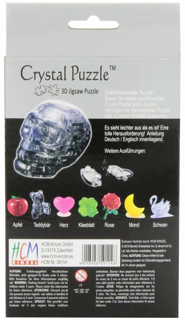 HCM Kinzel 3D kristály puzzle koponya, 49 db