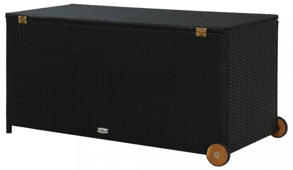 fekete polyrattan kerti tárolóláda 120 x 65 x 61 cm