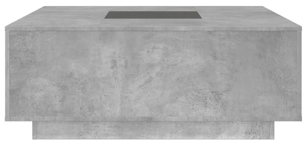 betonszürke végtelen hatású LED-es dohányzóasztal 100x100x40 cm