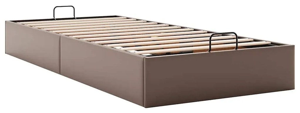 Ottomán ágykeret matrac nélkül barna 100x200 cm műbőr