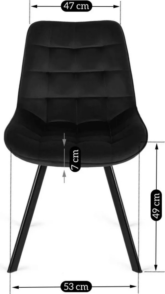 Krzesło RICK Czarne Welurowe