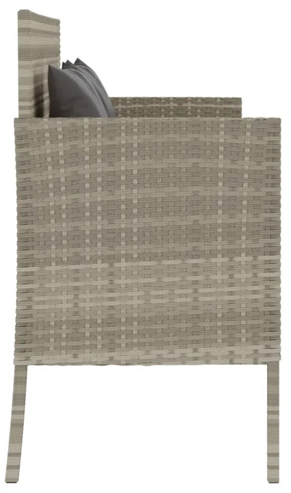 világosszürke polyrattan kerti pad párnákkal