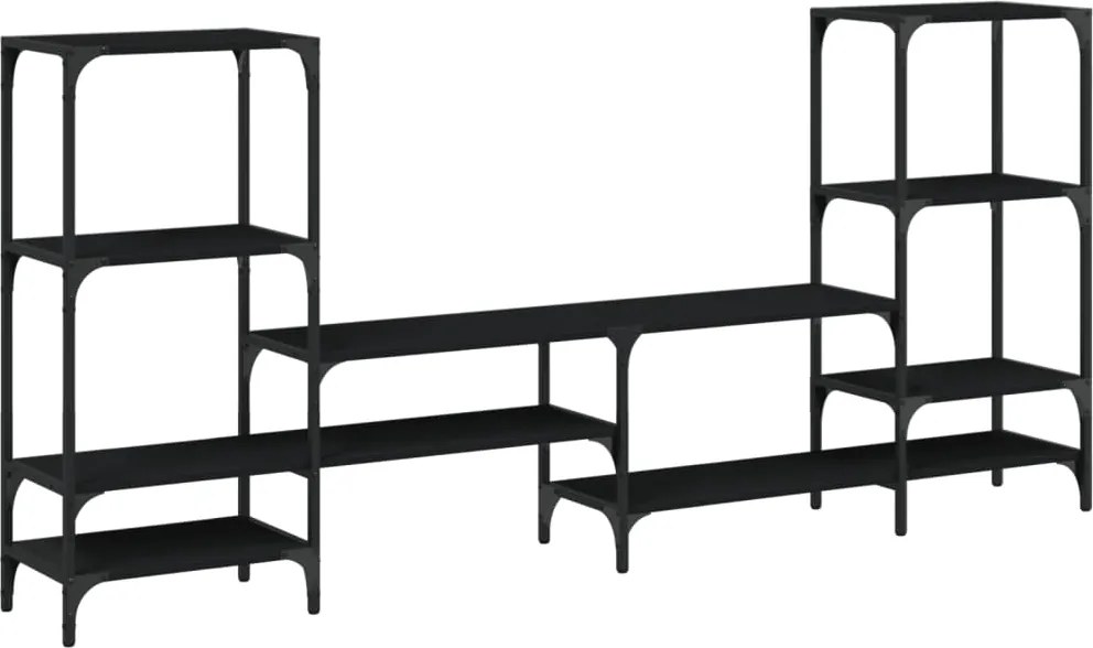 vidaXL fekete szerelt fa TV-szekrény 206,5x28,5x95 cm