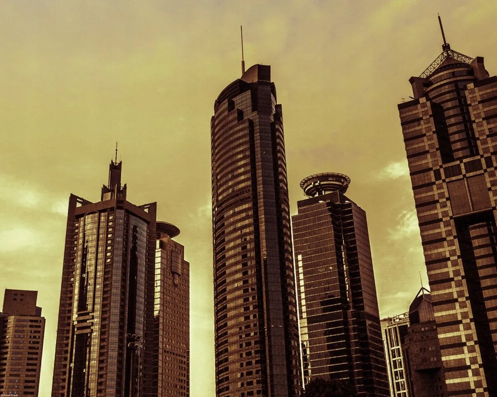 Poszter 50x40cm Panoráma Sanghaj 2, Assaf Frank