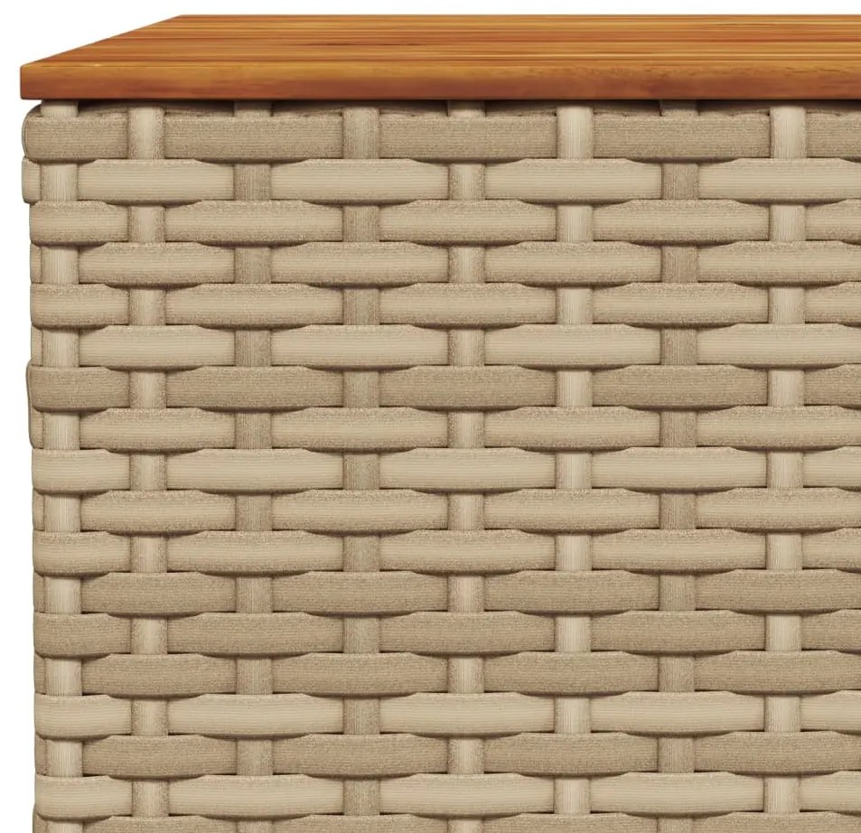 bézs polyrattan és akácfa kerti asztal 55 x 55 x 36 cm