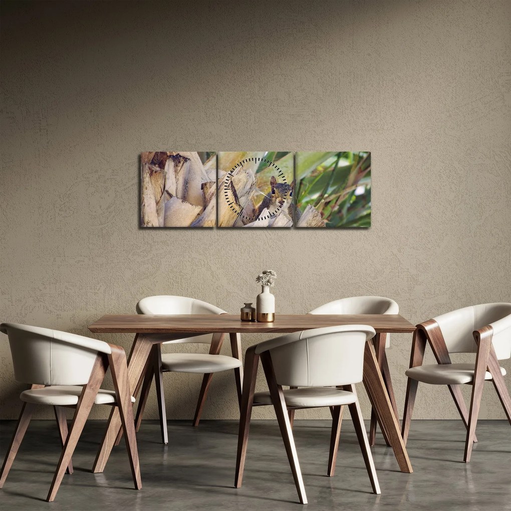 Mókus képe a fán (órával) (90x30 cm)